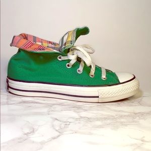 Green Converse High Tops with Pink Plaid Lining!